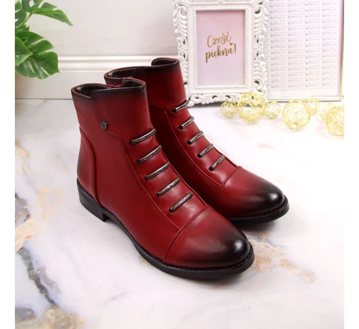 Jezzi W JEZ52G zateplené zdobené boty červená