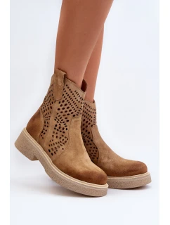 Zazoo 3470 Dámské nízké kozačky z jemného semiše s prodyšnou podrážkou Bežové