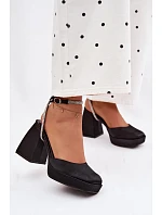 Dámské sandály na masivním podpatku ve tvaru sloupku s páskem se štrasem Černé Seraphina Dámské sandály na masivním podpatku ve tvaru sloupku s páskem se štrasem Černé Seraphina