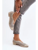 Boty Zazoo 2883 prolamované baleríny vyrobené z přírodní kůže, zlato