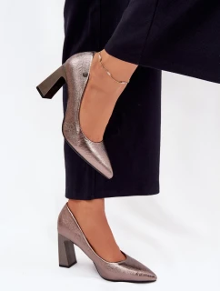 Dámské lodičky na podpatku Vinceza – grafitové