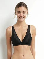 Dámská krajková vyztužená podprsenka bez kostic DIM TRIANGLE SOFT PADDED BRA - DIM - černá