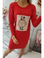 3D grafické šaty s perlami červené 3D grafické šaty s perlami červené