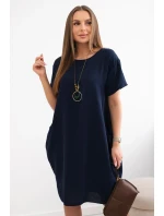 Šaty s kapsami a přívěskem námořnická modř Šaty s kapsami a přívěskem námořnická modř