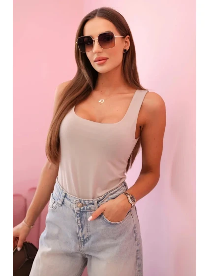 Dámská top na ramínkách s výstřihem - tmavě béžová