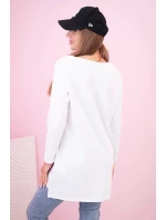 Dámská halenka s kapsami a ozdobným potiskem bílý