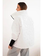 Dámská jarní prošívaná bunda s ozdobným model 22040174 a zipem bílá - K-Fashion