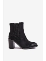 Zateplené dámské boty na podpatku eko semiš černé model 21674304 - Boto Zateplené dámské boty na podpatku eko semiš černé model 21674304 - Boto