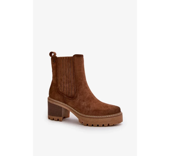 Dámské Kotníkové Boty Na Podpatku Z Eko Semiše Zateplené Tmavě Hnědé Nevitas Dámské Kotníkové Boty Na Podpatku Z Eko Semiše Zateplené Tmavě Hnědé Nevitas