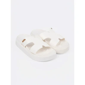 Praktické bílé  nazouváky dámské platforma