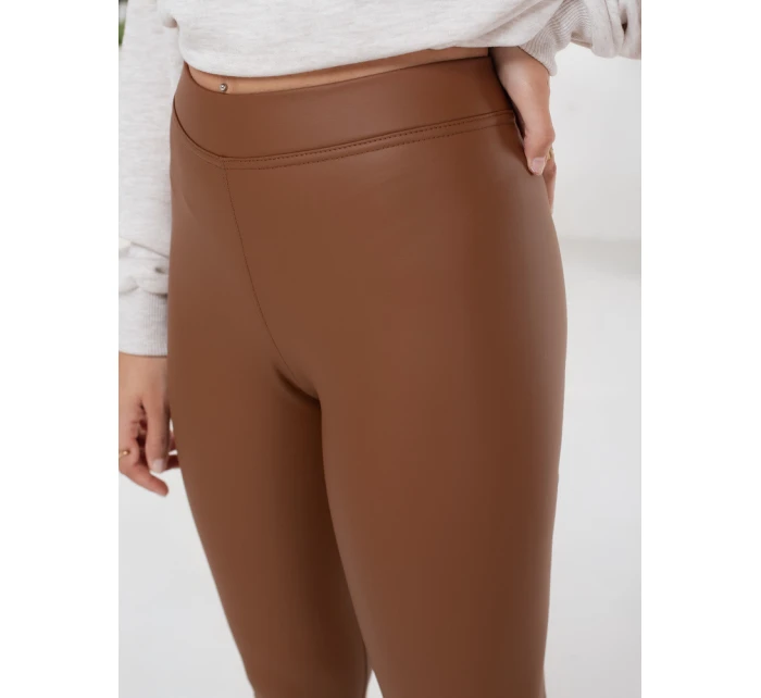 Dámské voskované hnědé legíny FashionStreet UY2725