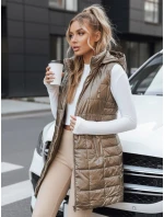 Dámská prošívaná vesta s kapucí ve zlaté barvě FashionStreet TY5258