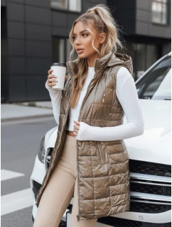 Dámská prošívaná vesta s kapucí ve zlaté barvě FashionStreet TY5258