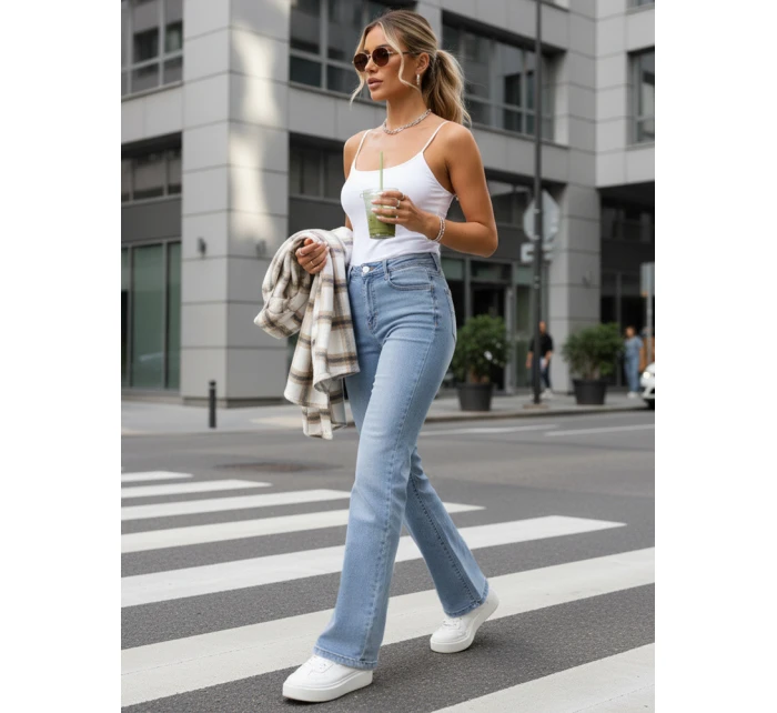 Dámské modré džíny s vysokým pasem FashionStreet UY2913