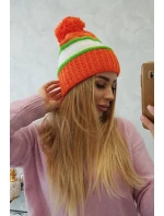 Kinga dámská čepice K297 oranžová+zelená neon+bílá