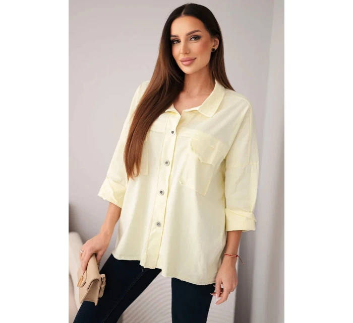 Dámská bavlněná košile s kapsami žlutá