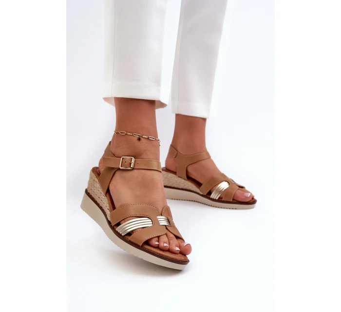 Dámské sandály na klínku s proutěním hnědé Starlenna Dámské sandály na klínku s proutěním hnědé Starlenna