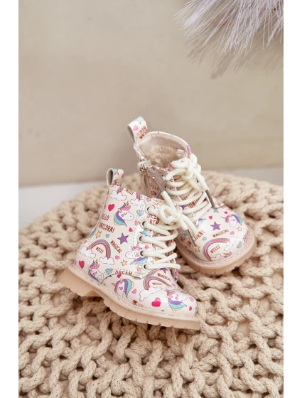 Dětské zateplené boty se zipem béžové model 21678604 - Boto