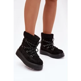 Dámské sněhule na platformě s šněrováním černé model 21788034 - Boto