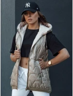 Dámská prošívaná vesta s kapucí camel Dstreet model 21979278 - FashionStreet