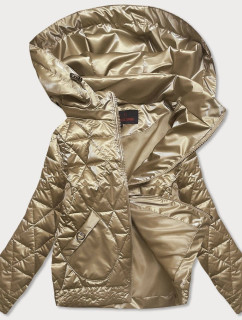 Zlatá metalická dámská bunda s kapucí (2021-01)