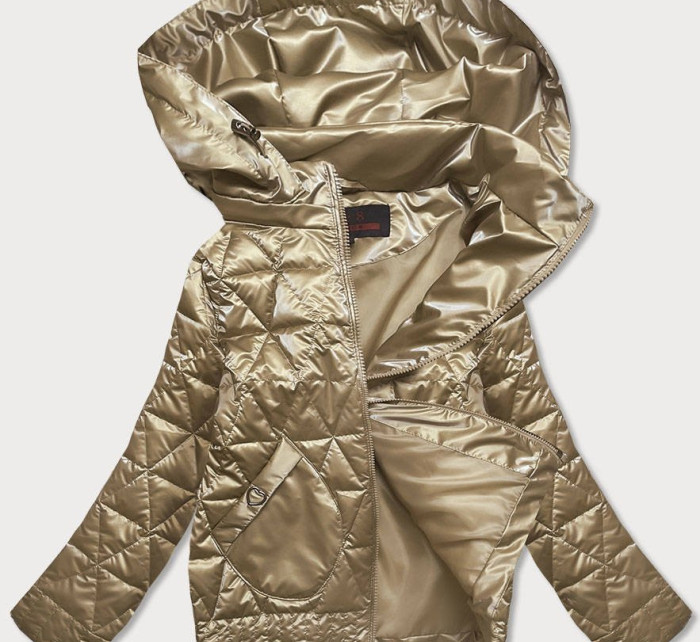 Zlatá metalická dámská bunda s kapucí (2021-01)
