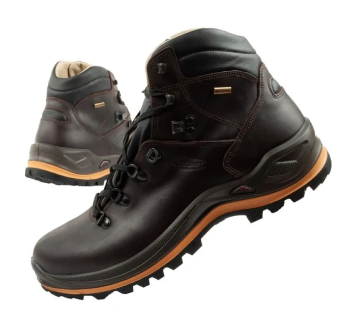 Grisport Marrone pánské trekové boty kožené nepromokavé kotníkové boty