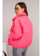 Dámská jarní prošívaná bunda s květinovým vzorem růžová