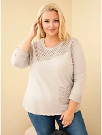 Dámská bavlněná mikina Plus Size s průřezovou vsadkou a kapsou fango zelená