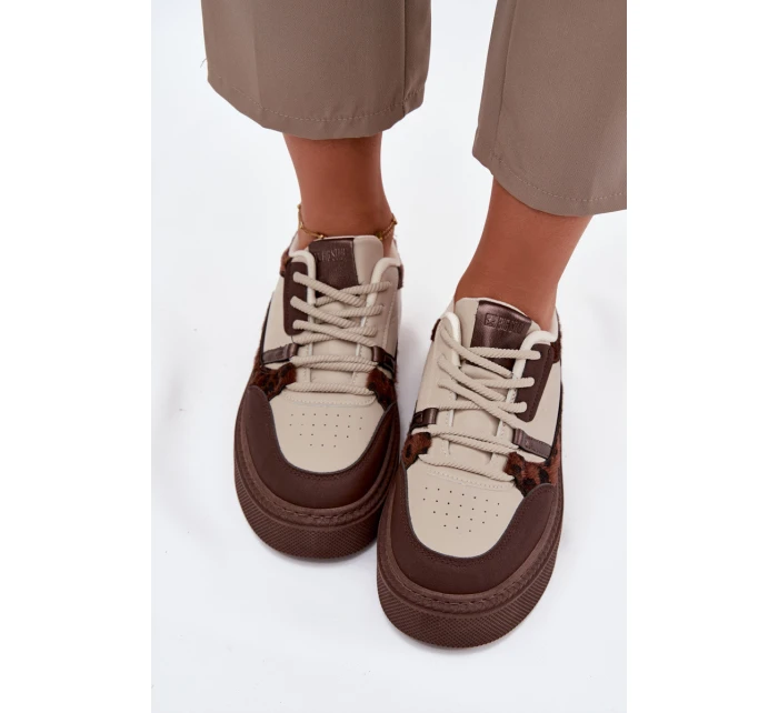 Dámské sneakersy na platformě Big Star SS274356 leopardí hnědo-bežové Dámské sneakersy na platformě Big Star SS274356 leopardí hnědo-bežové