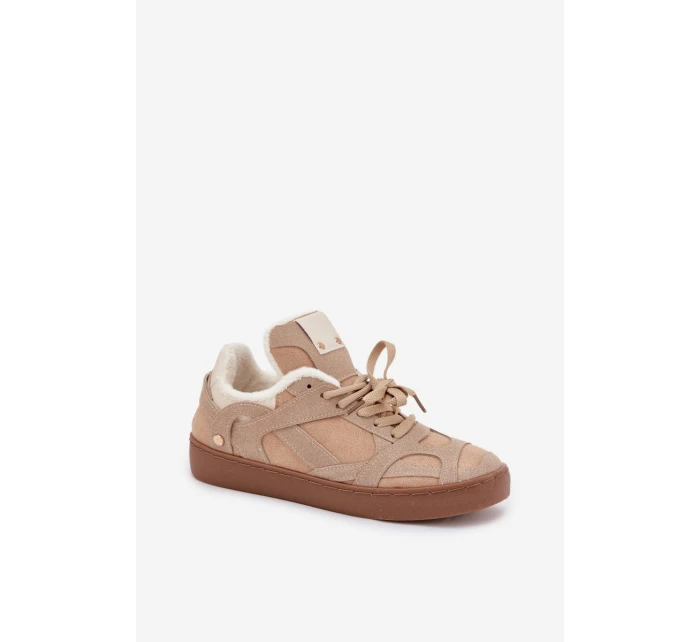 Dámské tenisky na platformě s vyteplením s kožešinou béžové Solvia Dámské tenisky na platformě s vyteplením s kožešinou béžové Solvia