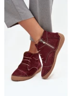 Kožené dámské polobotky s na zip  bordó model 21710461 - Artiker