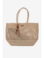 Velká Pletená Nákupní Taška s Přívěskem Světle Béžová Lucette