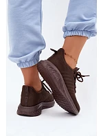 Lehké sportovní slip-on boty dámské textilní Big Star UU274055 Čokoládové