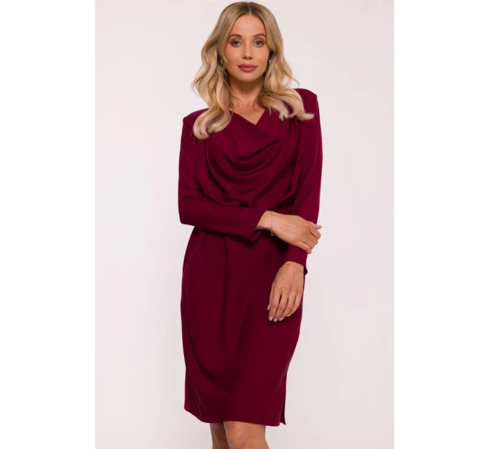 S428 Šaty s výstřihem - bordó S428 Šaty s výstřihem - bordó