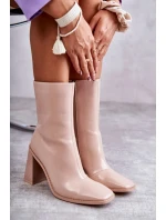 Dámské lakované kozačky Béžové Margit