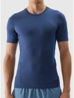 Pánské sportovní tričko slim z recyklovaných materiálů 4F - denim Pánské sportovní tričko slim z recyklovaných materiálů 4F - denim