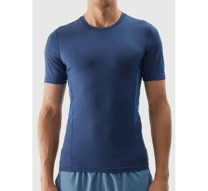 Pánské sportovní tričko slim z recyklovaných materiálů 4F - denim Pánské sportovní tričko slim z recyklovaných materiálů 4F - denim