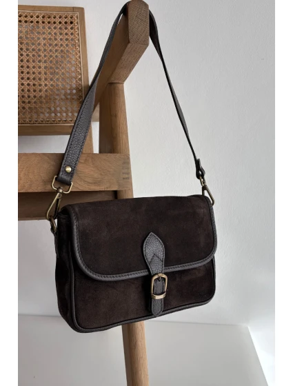 Dámská kožená semišová kabelka Norla – čokoládová