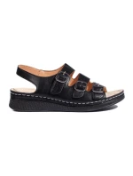 Luxusní sandály dámské černé na klínku Luxusní sandály dámské černé na klínku