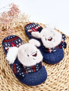 Dětské pantofle na tlusté podrážce s medvídkem modré Dasca