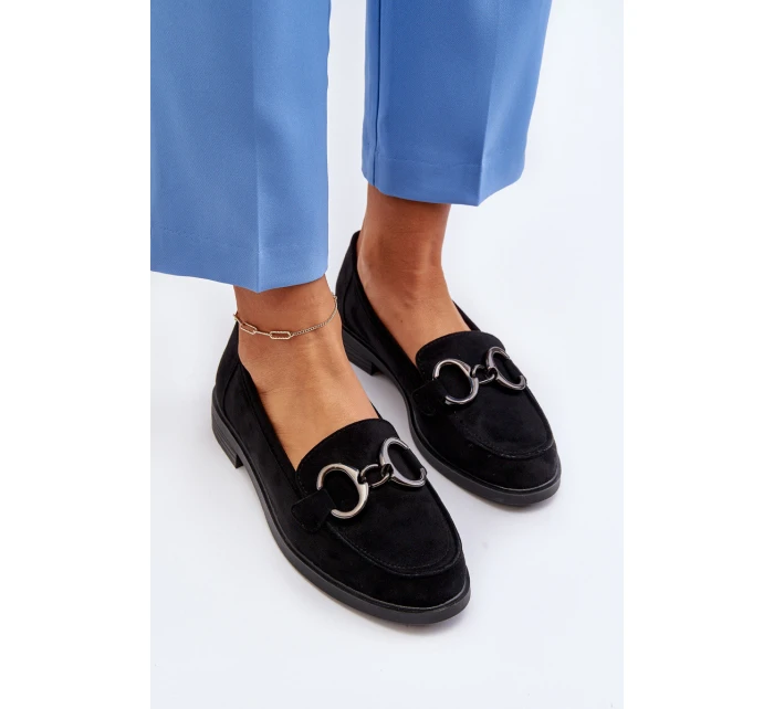 Dámské semišové mokasíny s ozdobou Černé Echonesa
