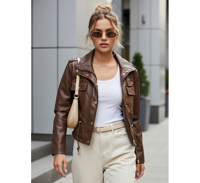 Kurtka damska z brązowa model 22084548 - FashionStreet Kurtka damska z brązowa model 22084548 - FashionStreet