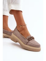 Dámské semišové mokasíny s ozdobou Cappuccino model 21652532 - Zazoo