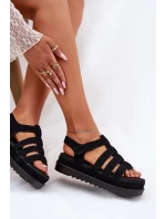 Dámské Sandály Na Platformě Eko Semišové Černé model 21696107 - Boto Dámské Sandály Na Platformě Eko Semišové Černé model 21696107 - Boto