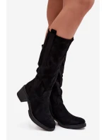 Dámské kozačky na Eko semiš černé model 21747873 - Boto Dámské kozačky na Eko semiš černé model 21747873 - Boto