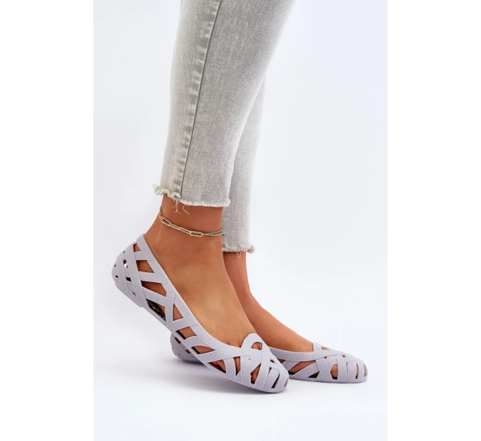 Dámské Gumové Balerínky Šedá Salamová Dámské Gumové Balerínky Šedá Salamová