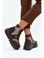 Zateplené dámské boty na platformě Vinceza – hnědé