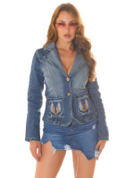 Sexy džínová bunda s třpytkami Festivalový styl