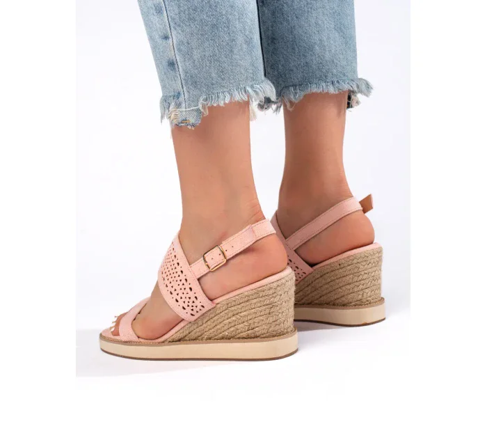 Designové sandály růžové dámské na klínku Designové sandály růžové dámské na klínku